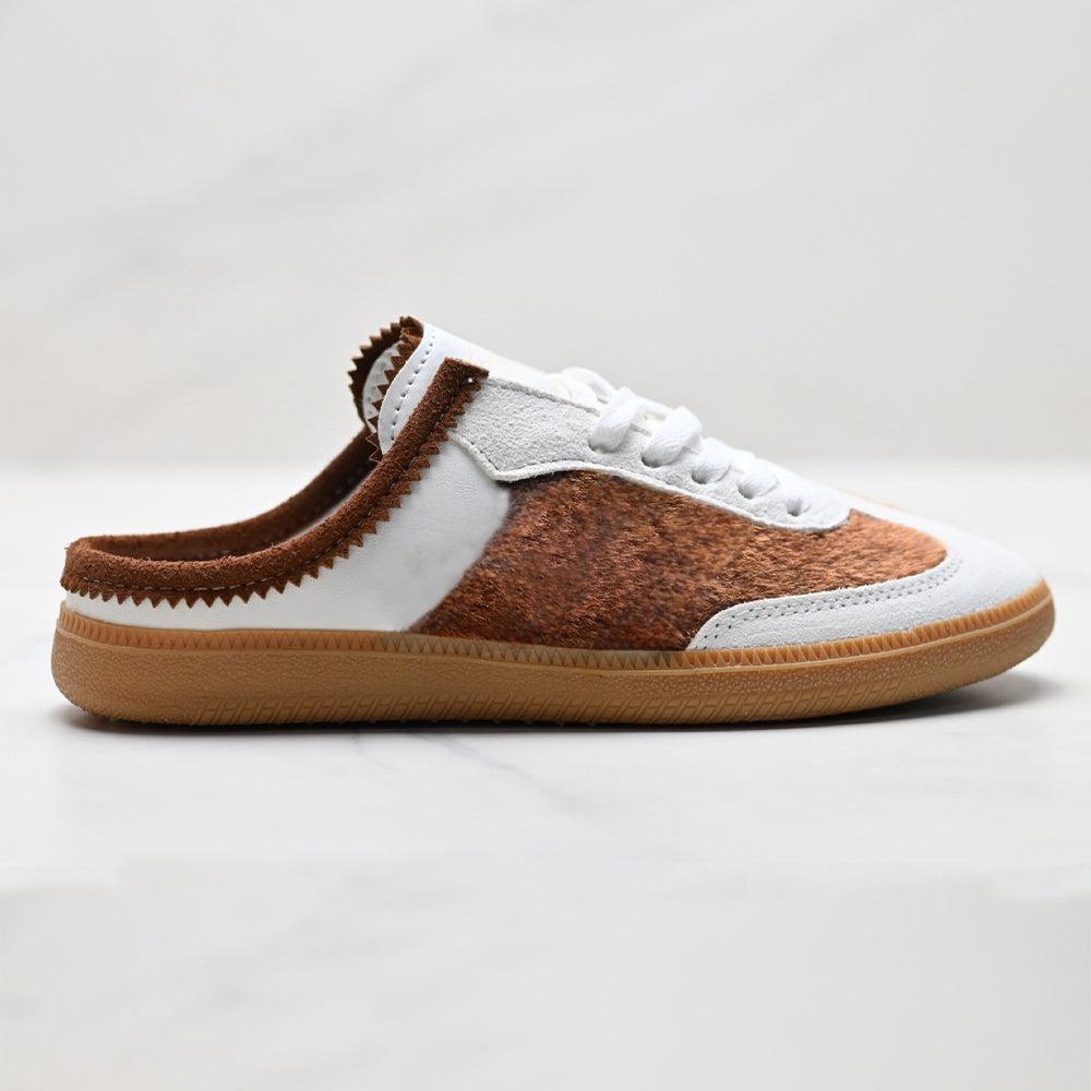 Women's new lace-up low-top casual slippers have a shoe box