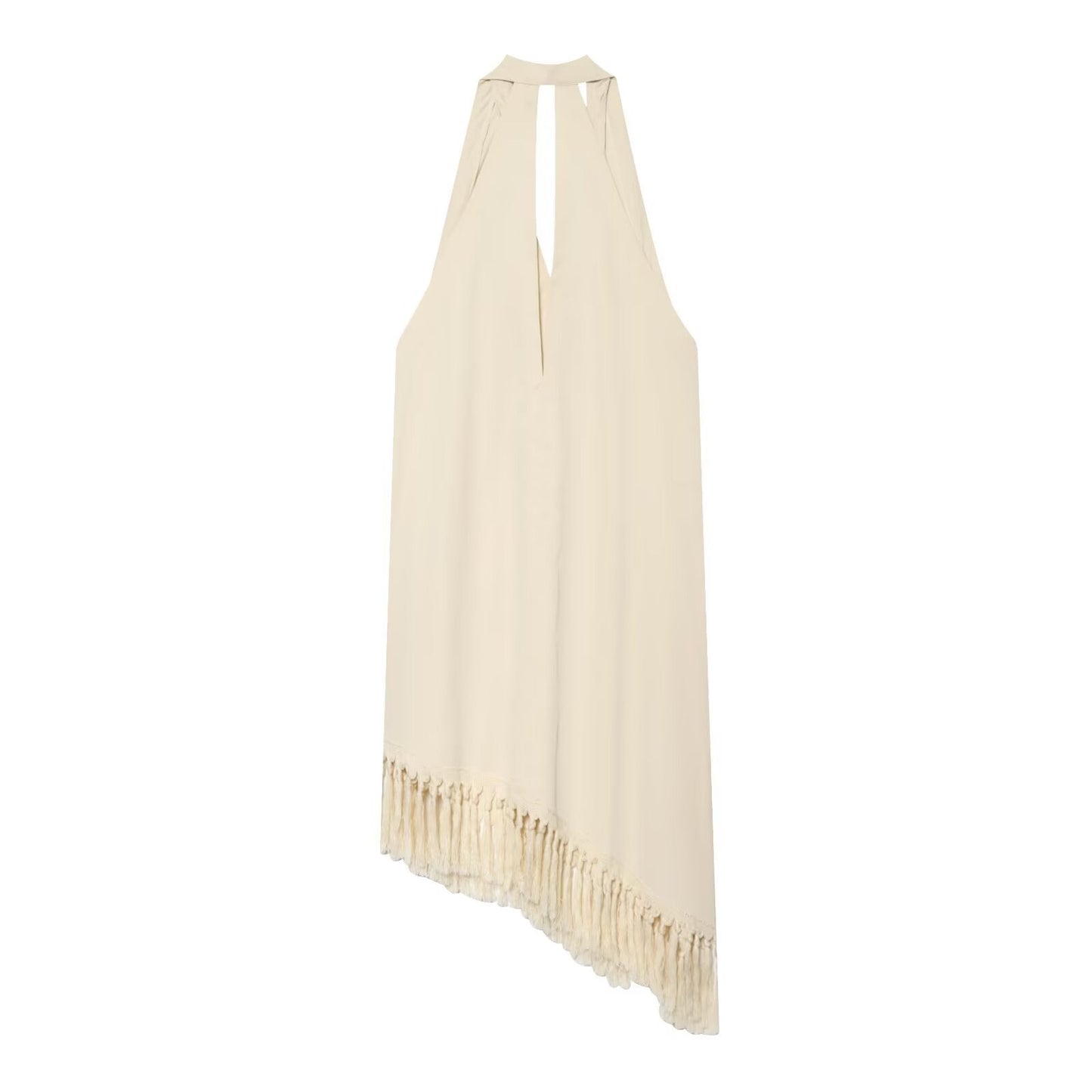 Women's tassel decoration long style hanging neck top