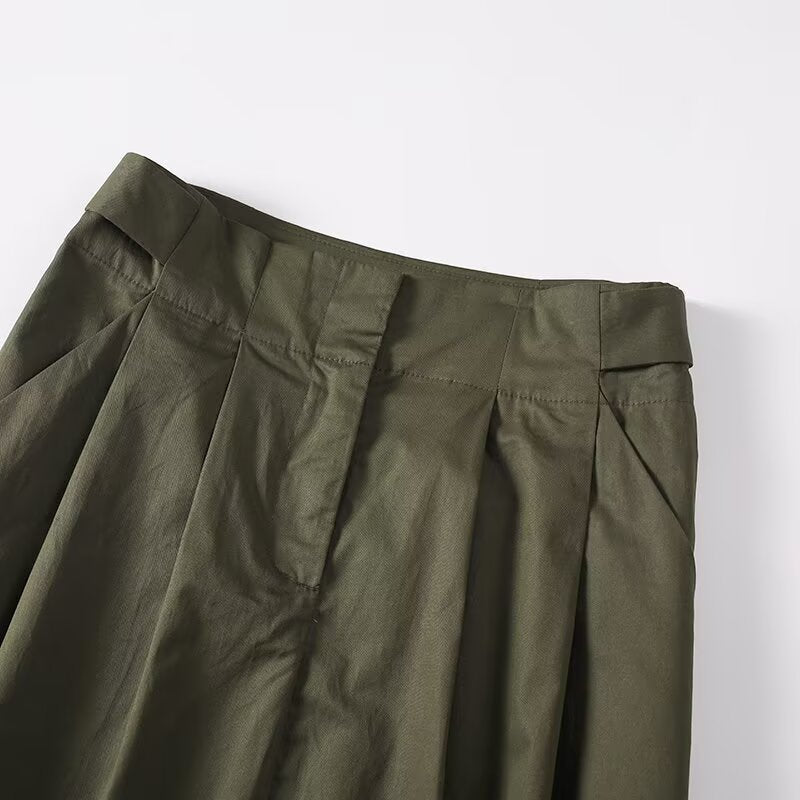 Women's fine pleated cotton MIDI skirt