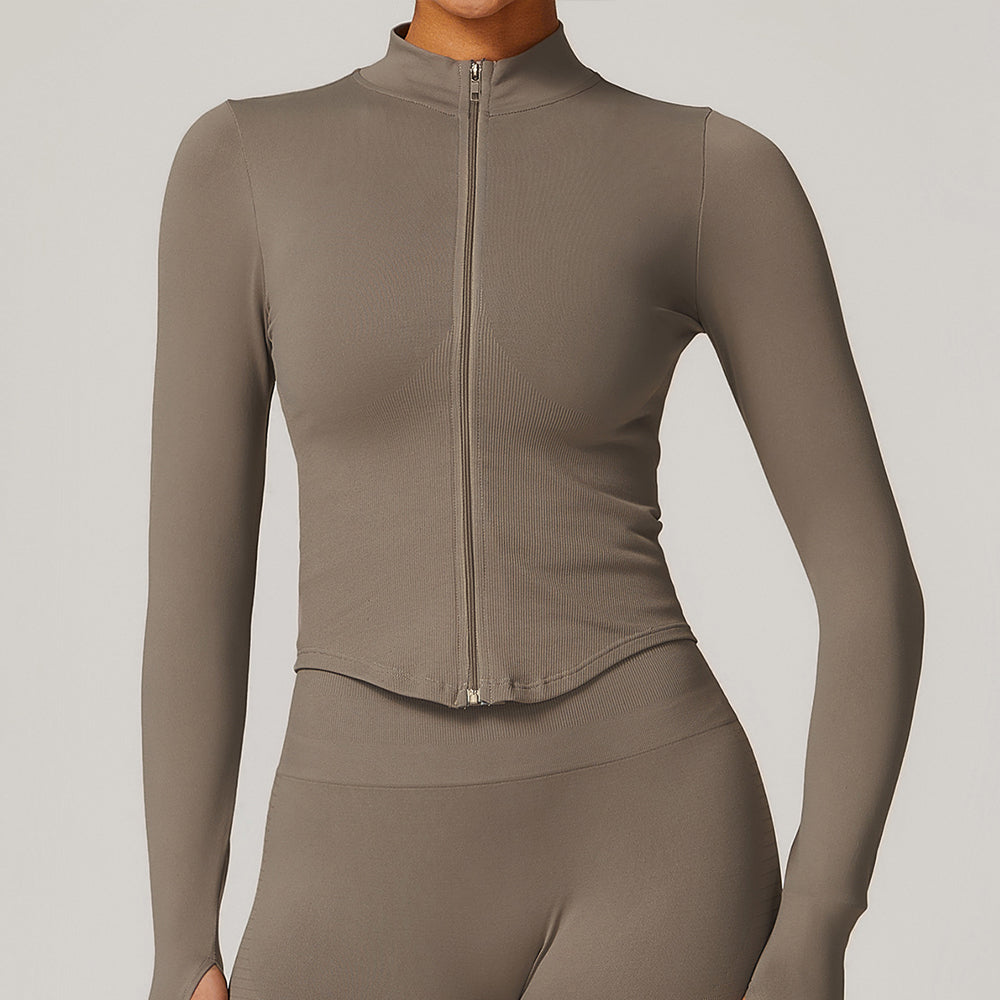 Women's new stand-up collar zipper coat tight-fitting quick-drying yoga clothes