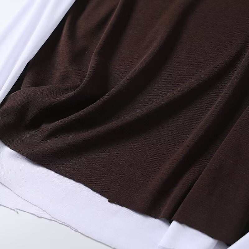 Women's patchwork Fake two styles O Neck T-shirt