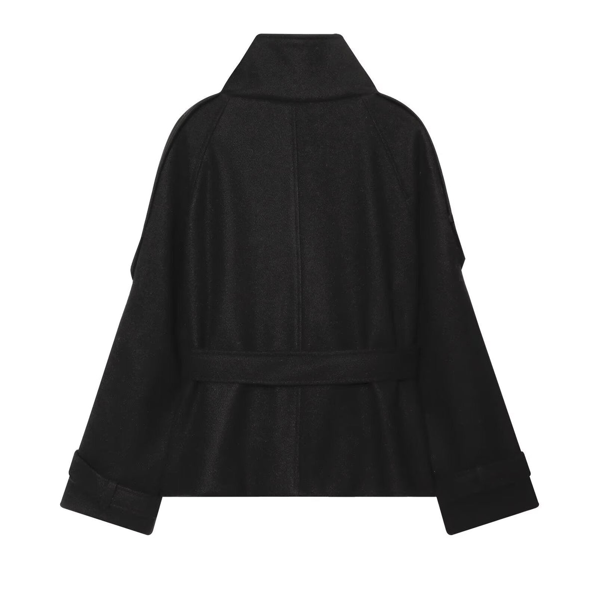 Women's soft textured double breasted stand collar Coat