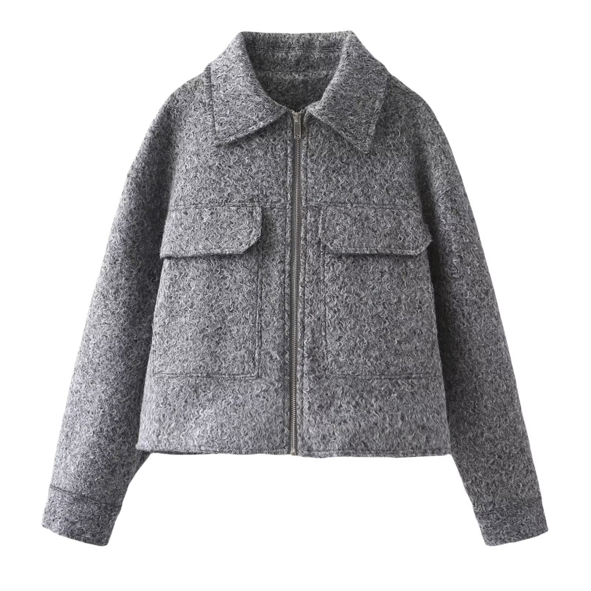 Women's lapel pocket decoration short jacket Coat