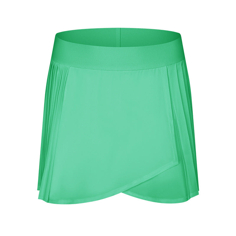 Women's New Fashion Joker Ice Fold Split Sports Pant Comes with Lining Anti-exposure Sports Yoga Skirt.