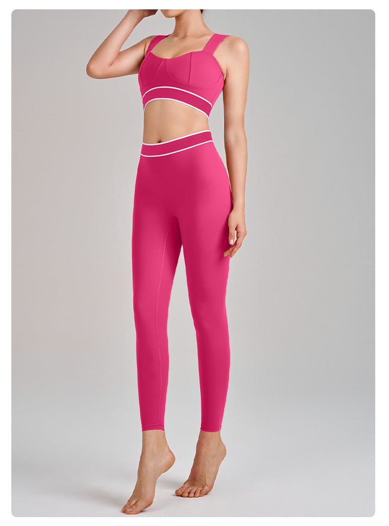 Women's new yoga clothes, high waist, hip, abdomen, sling and beautiful back running sports bra suit