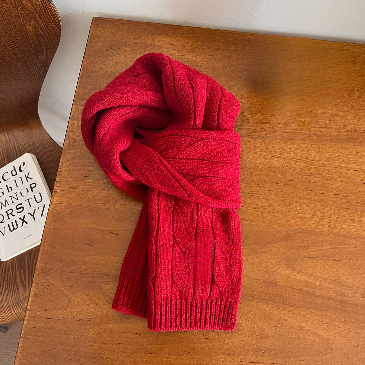 New warm retro embroidery knitted scarf
