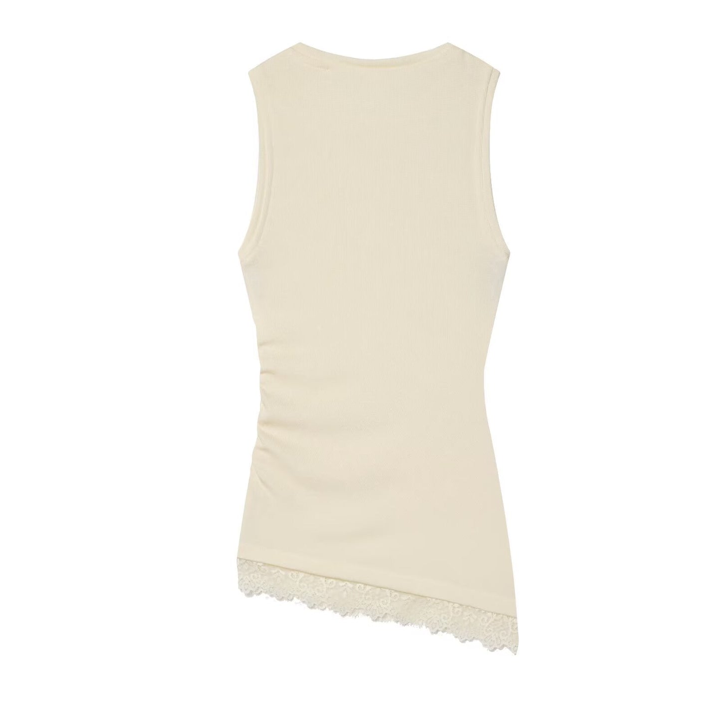 Women's pleated lace asymmetrical top