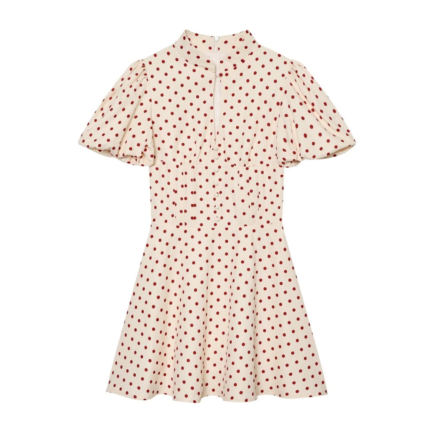 Women's bubble sleeve polka dot dress