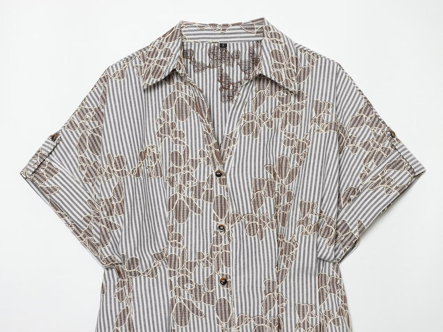 Women's beaded embroidered short shirt