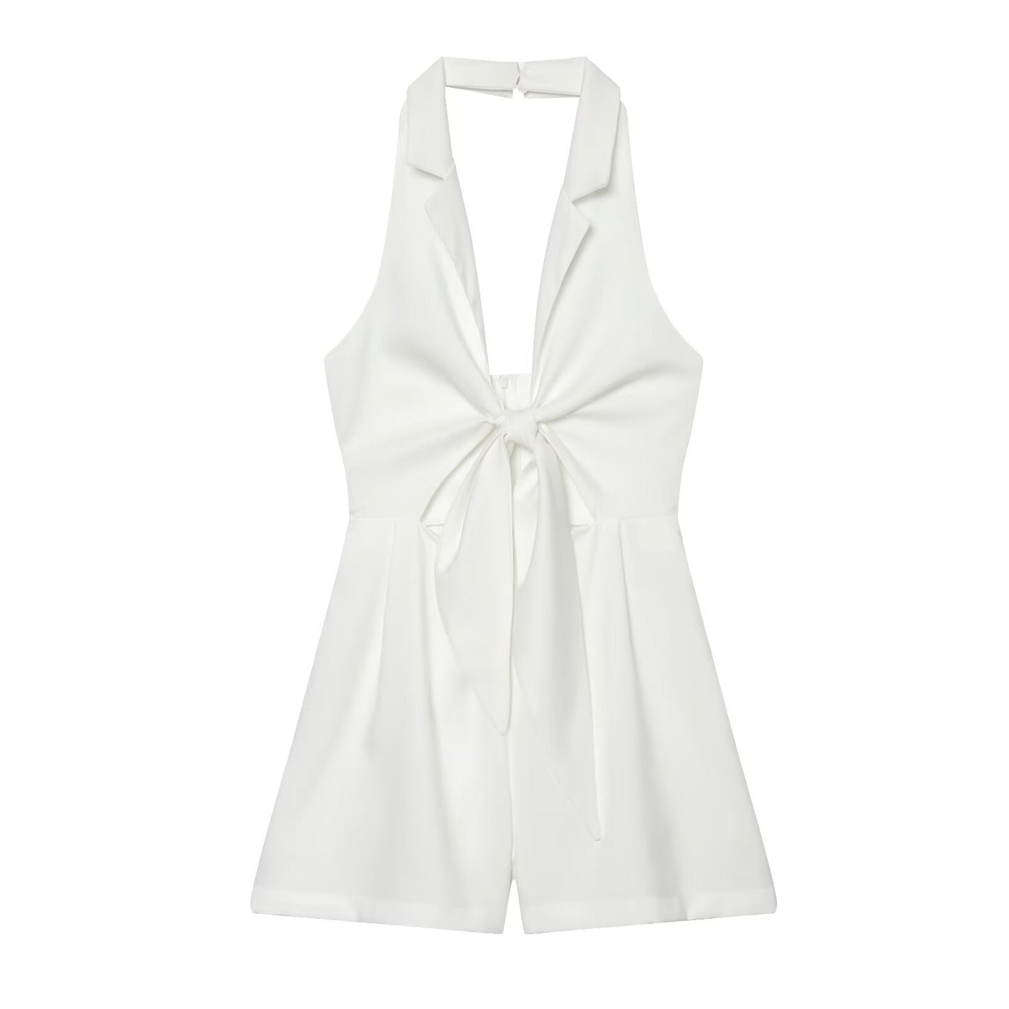 Women's knot decoration hanging neck mini dress