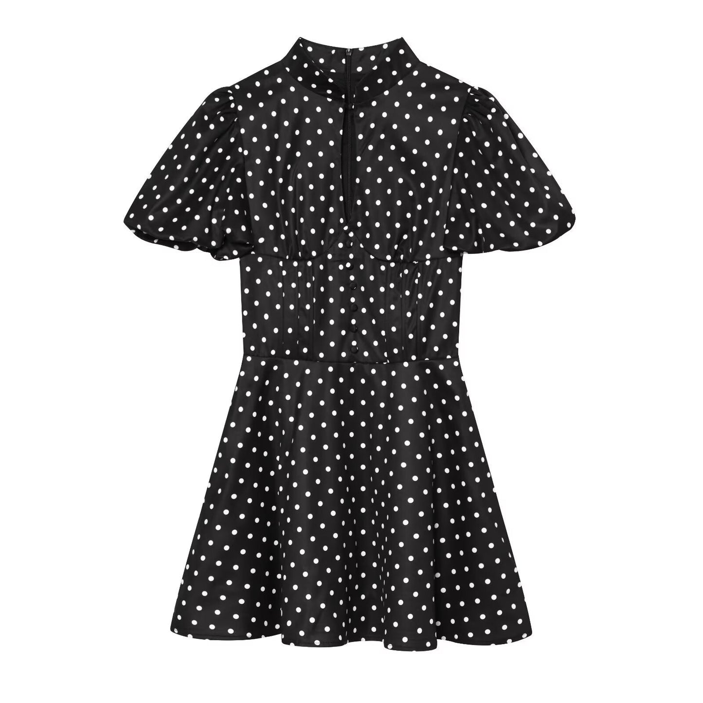 Women's bubble sleeve polka dot dress