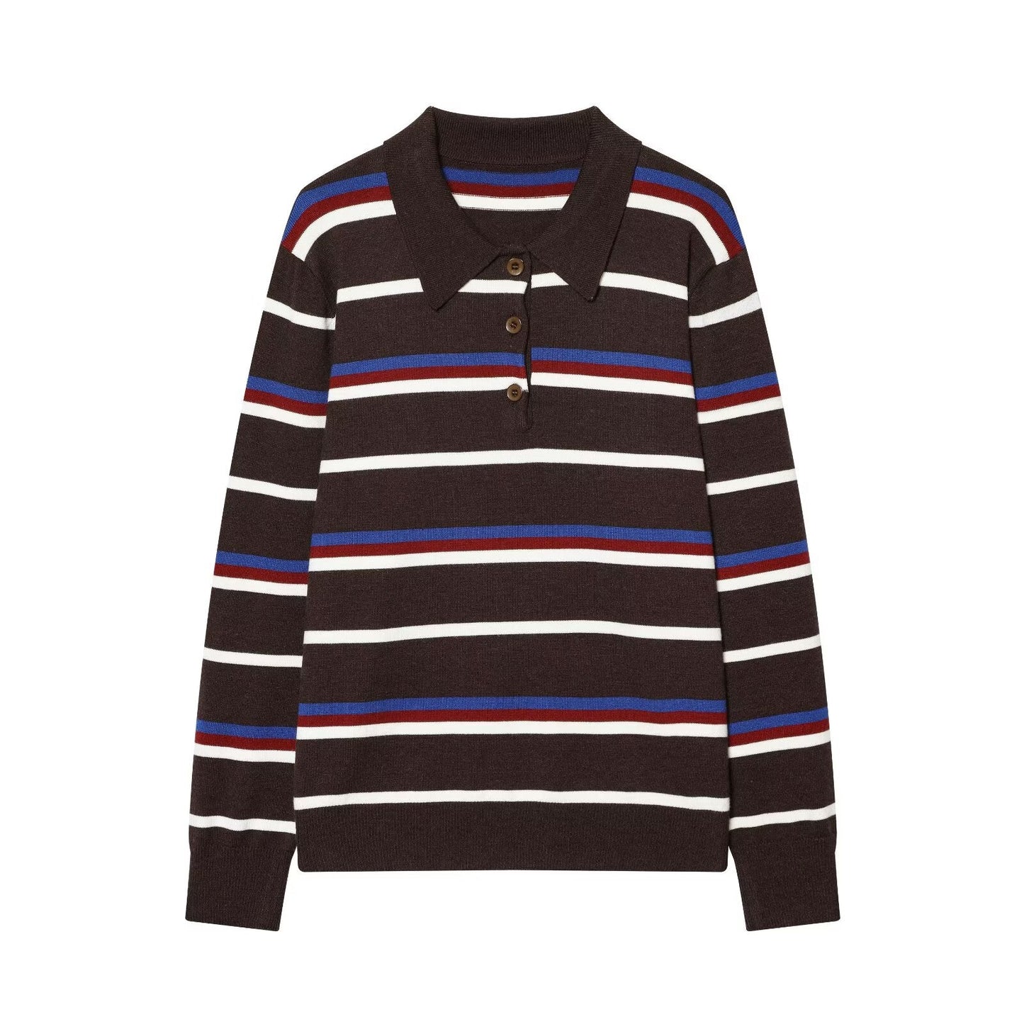 Women's comfortable striped knitted polo shirt