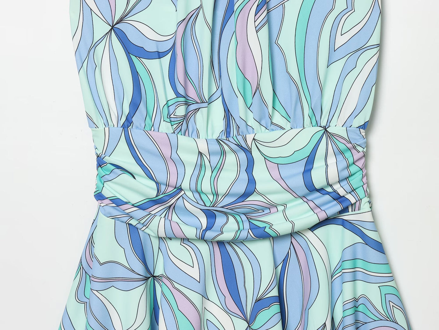 Women's backless printed halter neck dress