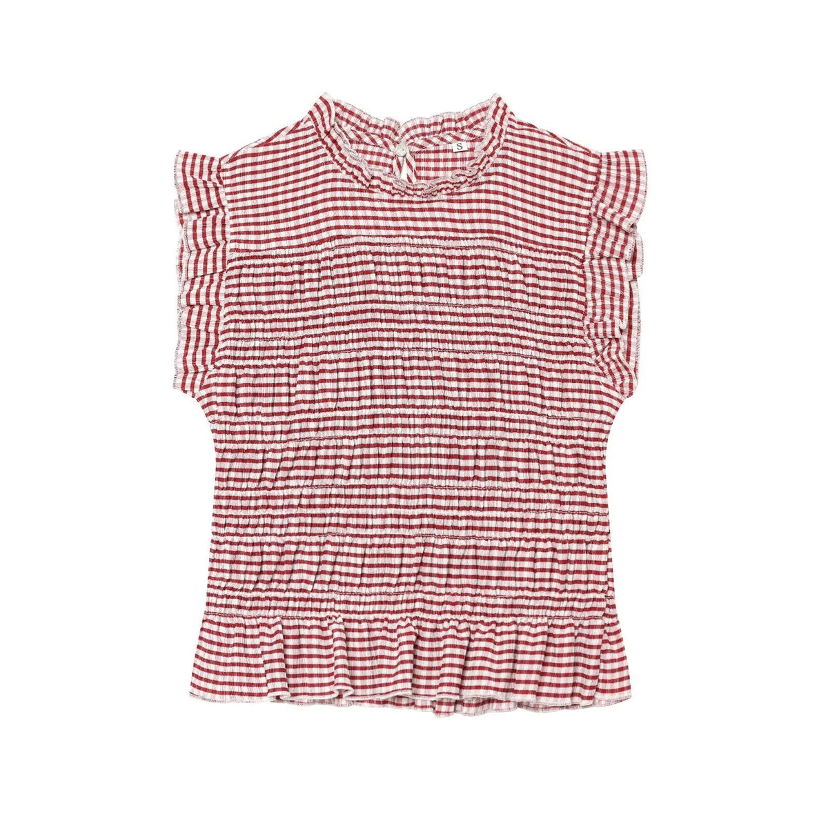 Women's short honeycomb plaid top