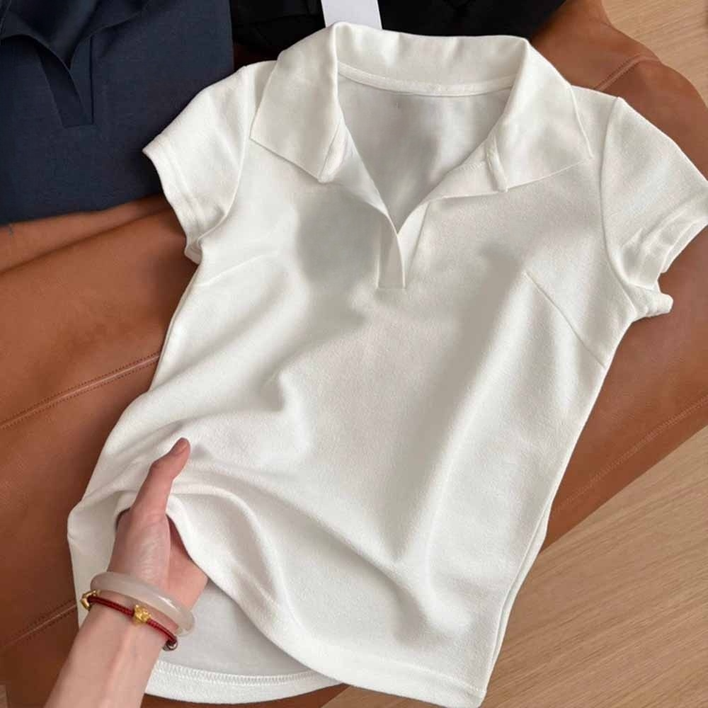 2026 women's new fashion casual polo neck short sleeve T-shirt