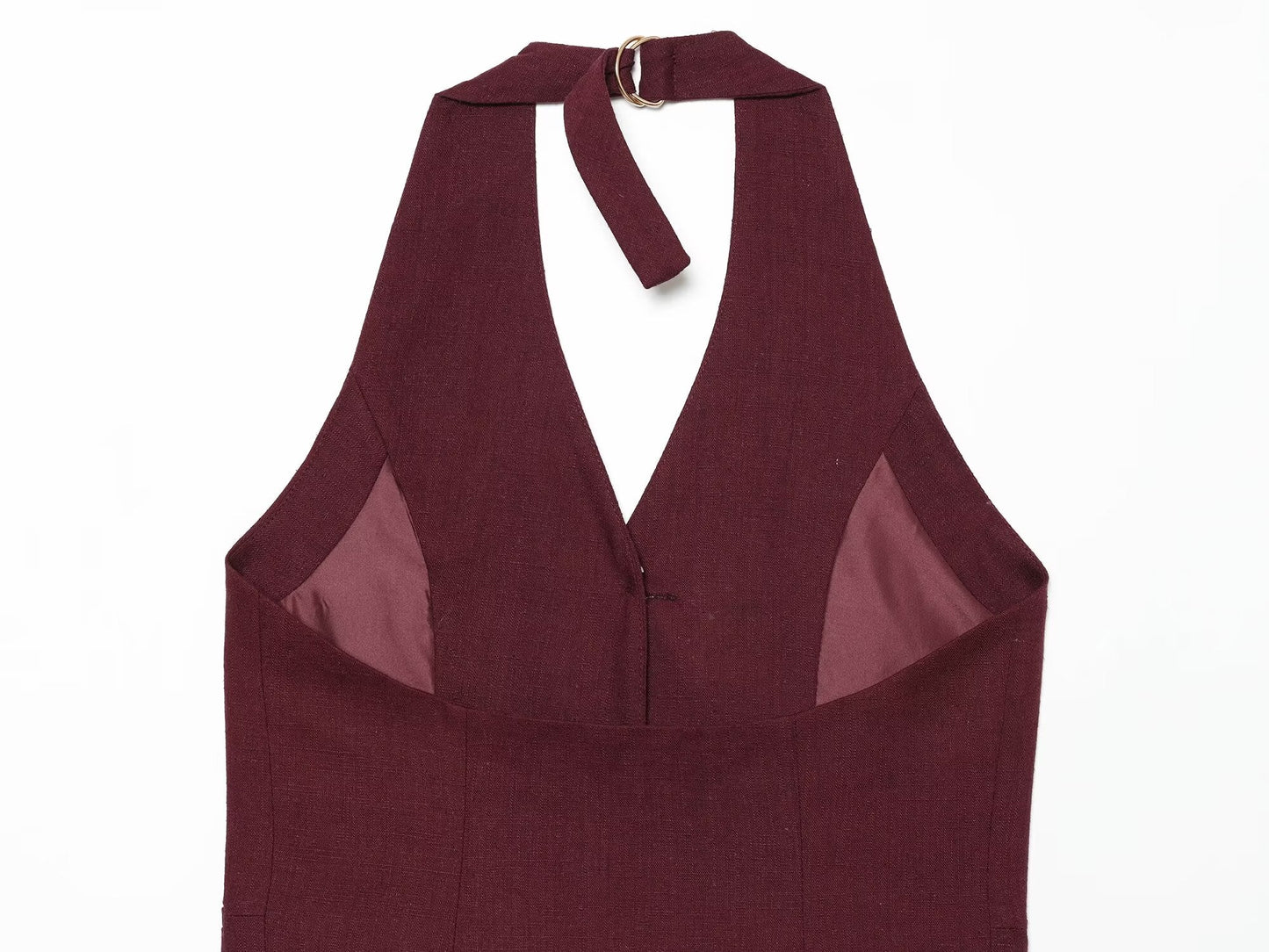 suit Women's 2 pieces linen blended halter neck vest+Shorts