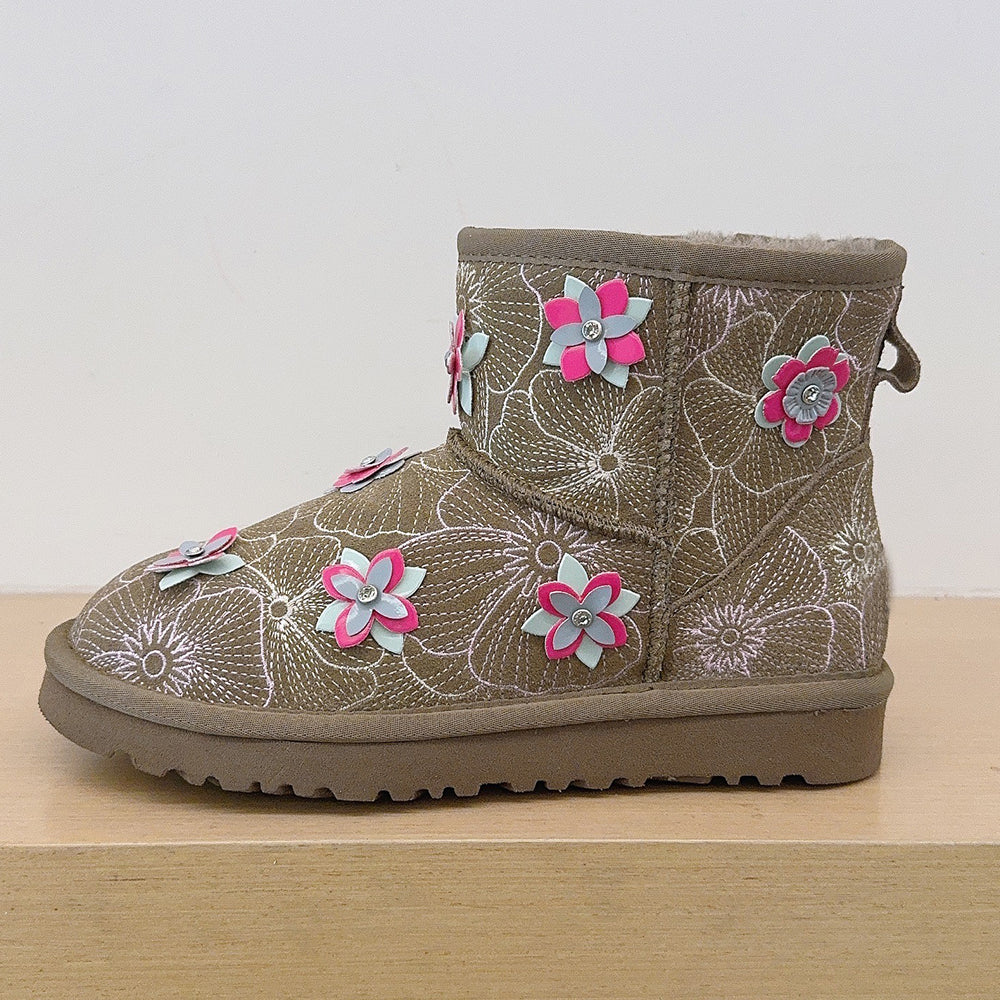 Women's new floral embroidery snow boots