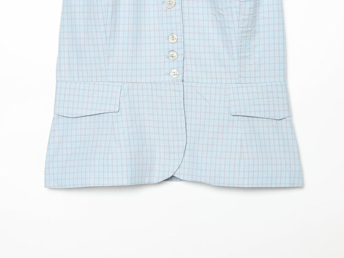 Women's short skirt style hem plaid top