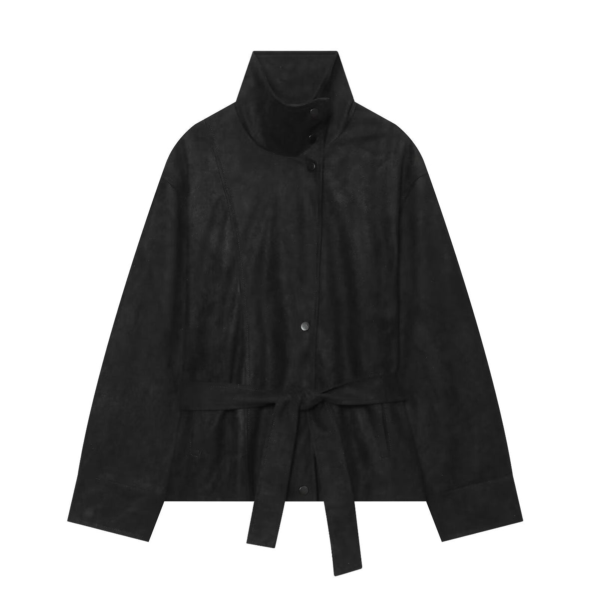 Women's with belt suede texture effect Coat