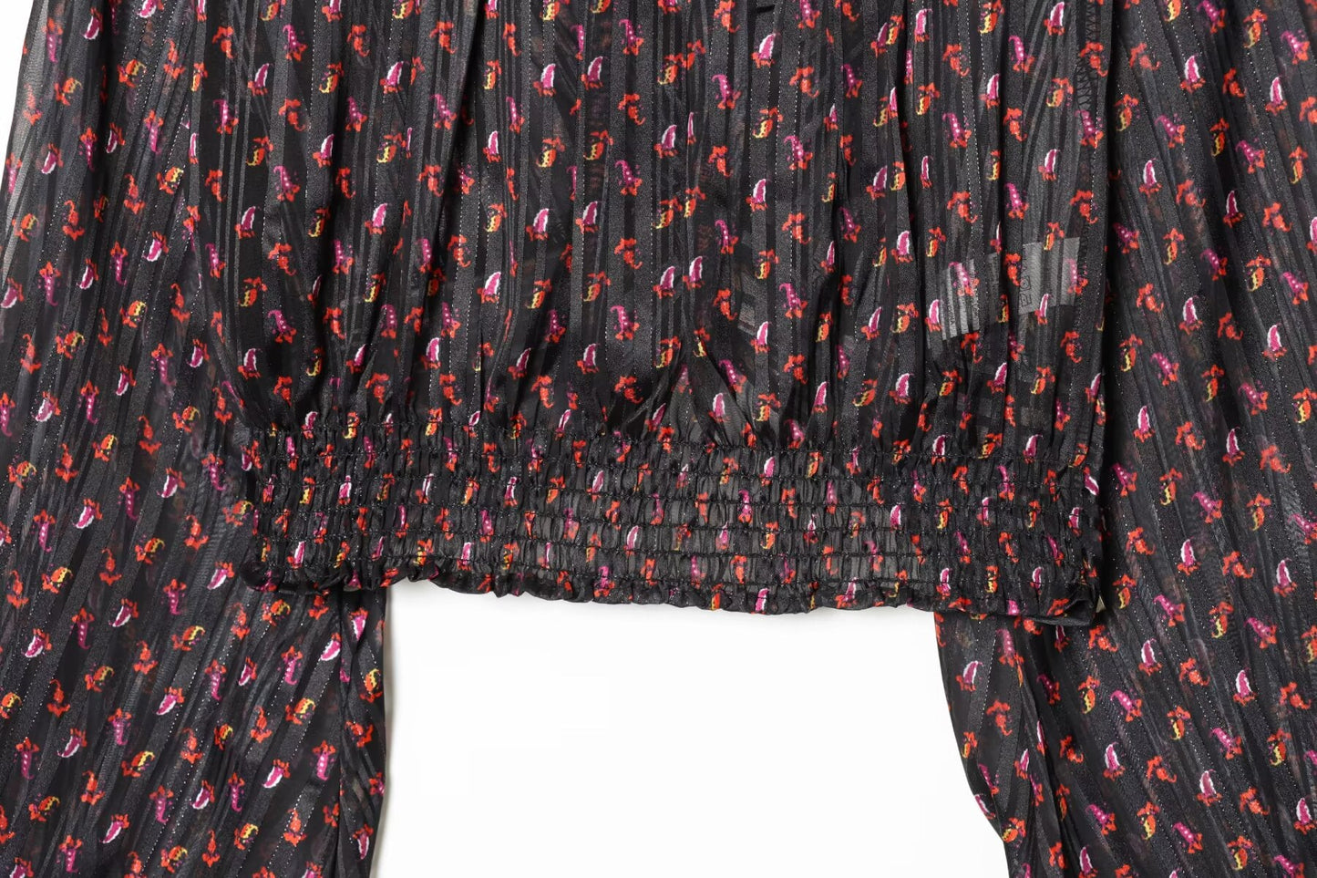 Women's knot decoration V-neck printed top