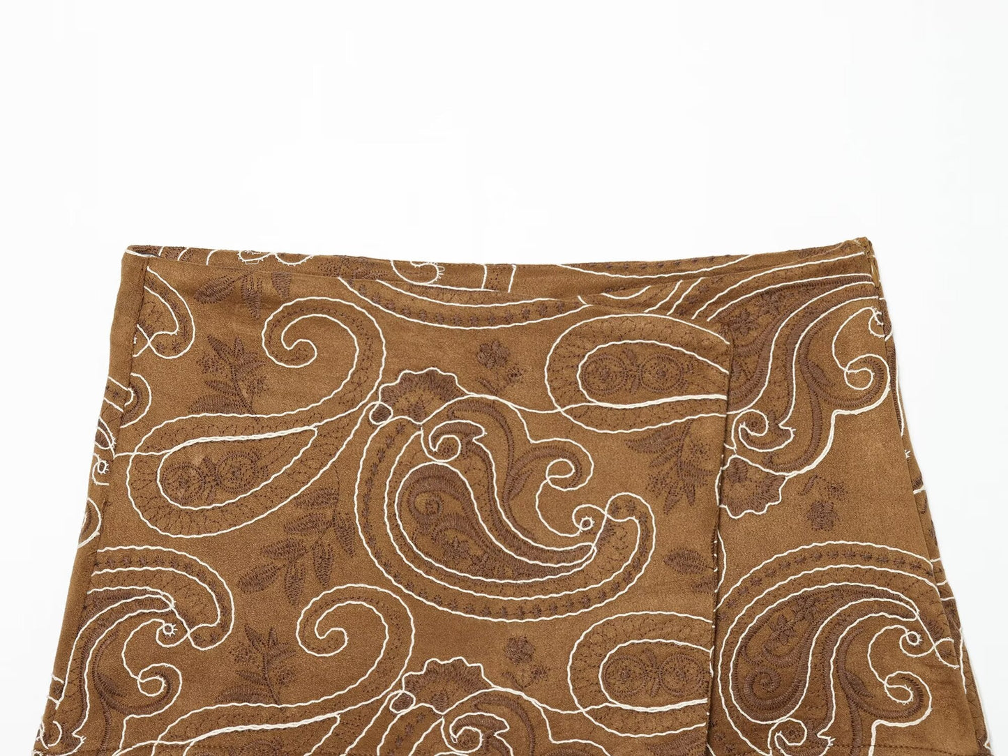 Women's imitates suede texture embroidery culottes