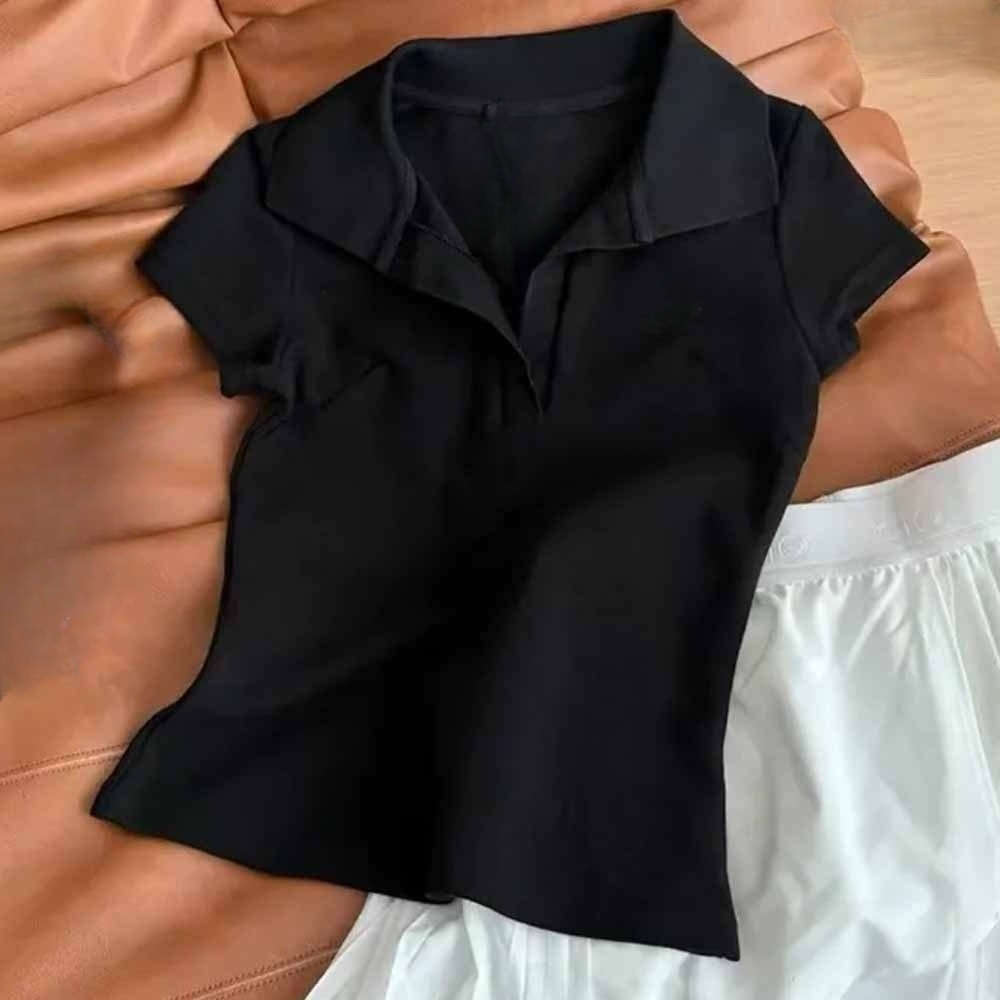 2026 women's new fashion casual polo neck short sleeve T-shirt