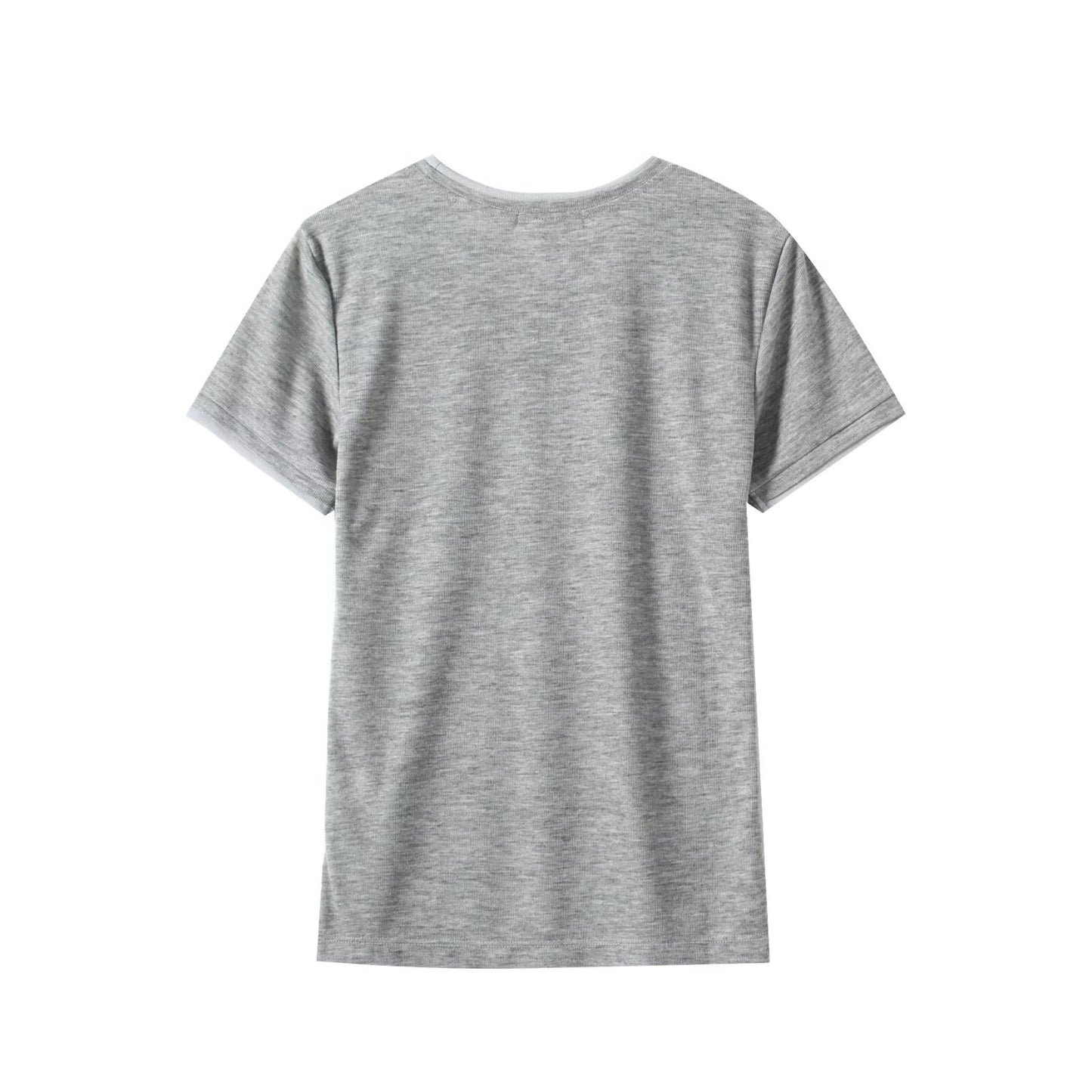 Women's double-layer O Neck short sleeved T-shirt