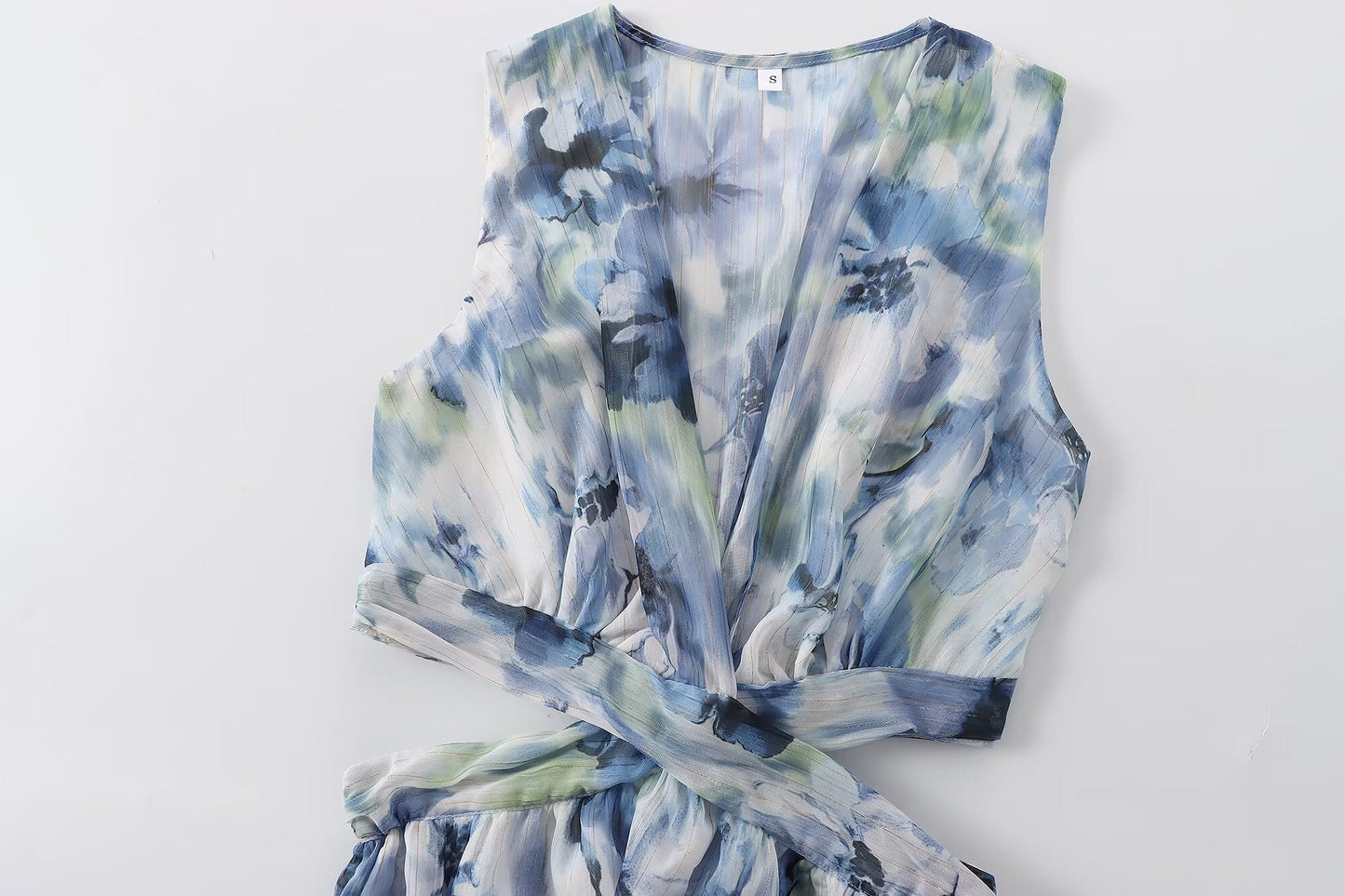 Women's Open Design Metallic Line Printed Dress