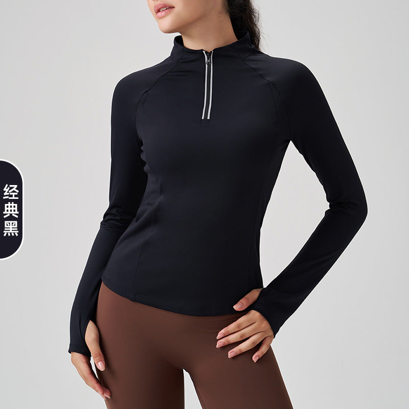 Women's new reflective half zipper yoga fitness jacket