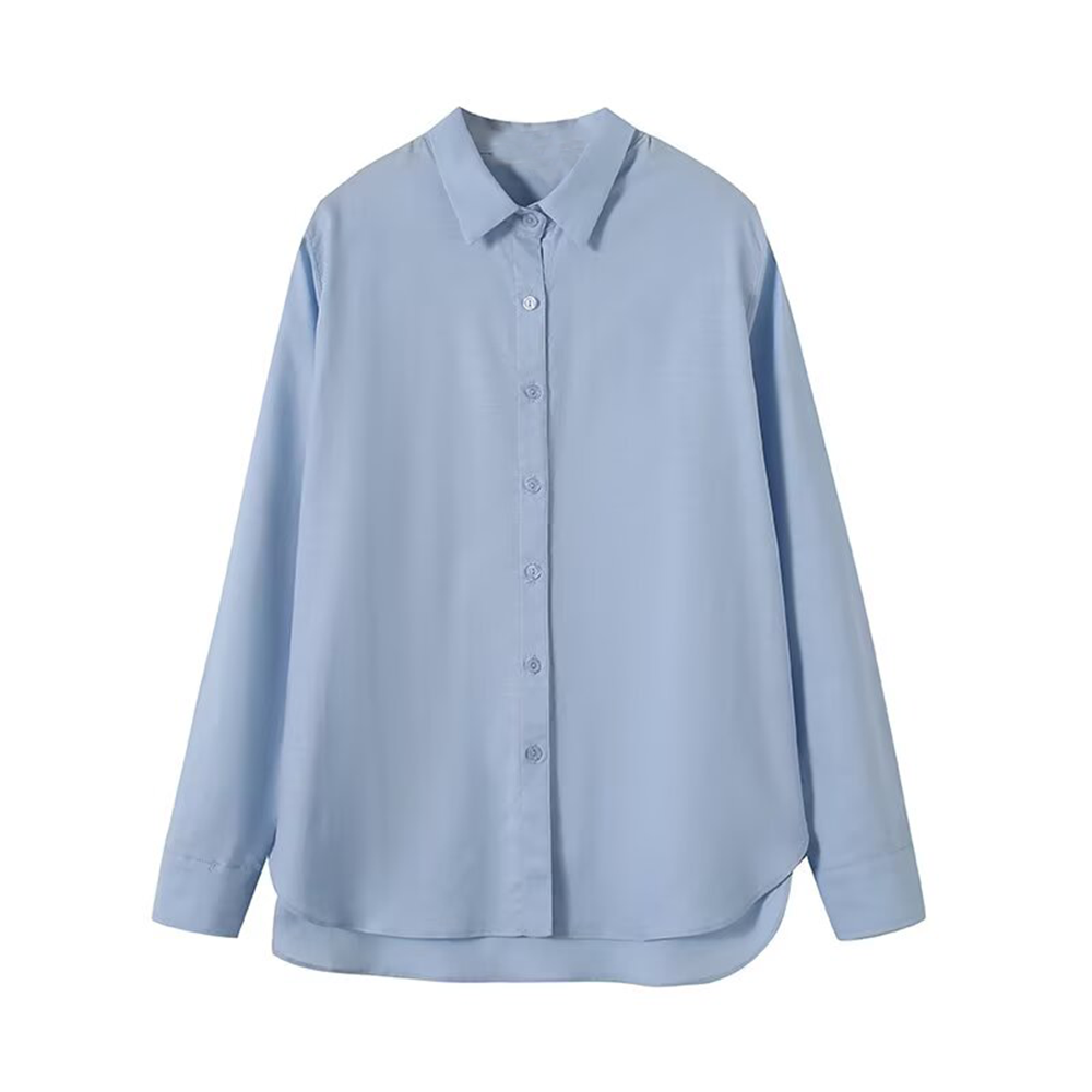Women's casual linen blended Lapel shirt