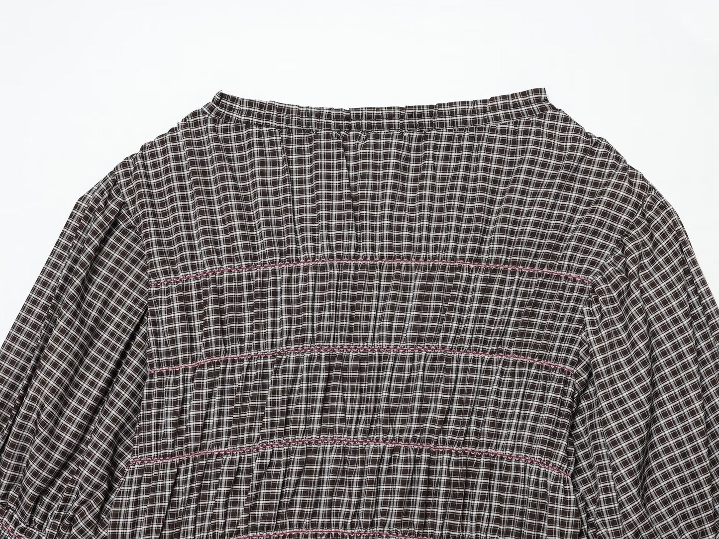 Women's short pleated plaid shirt