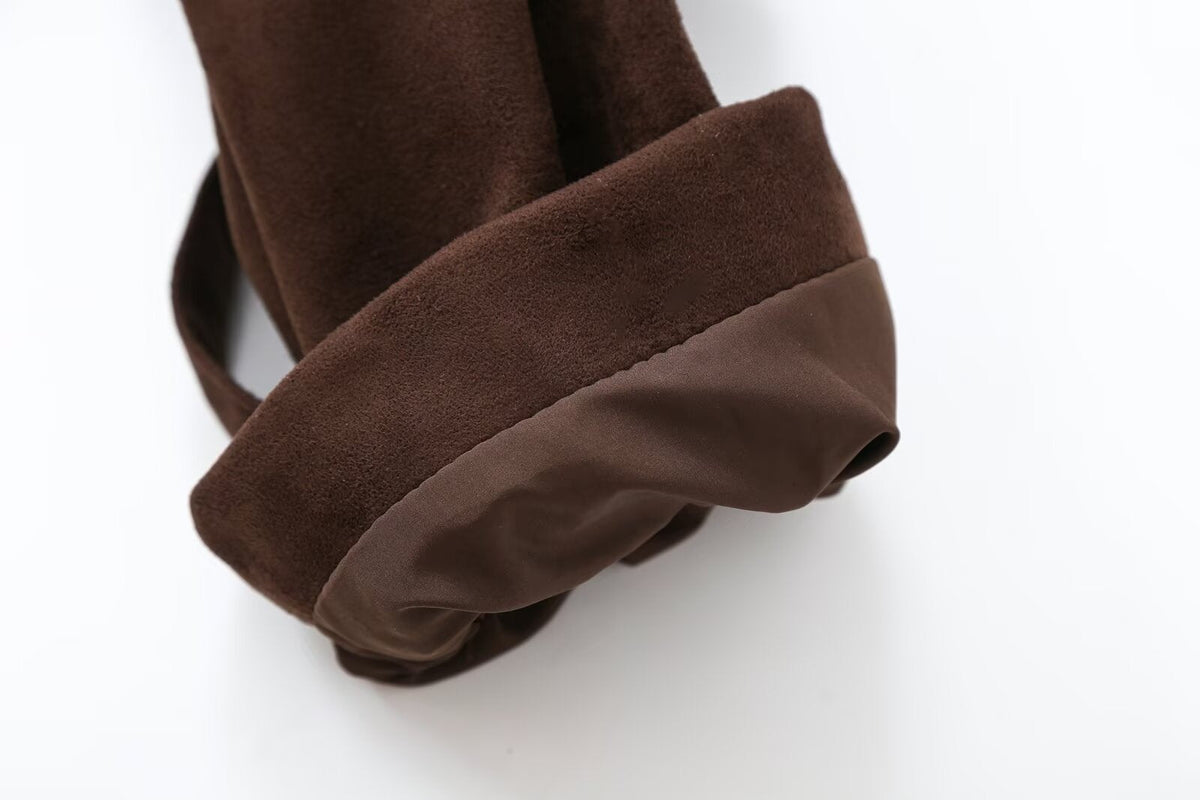 Women's suede textured elastic waist jacket Coat
