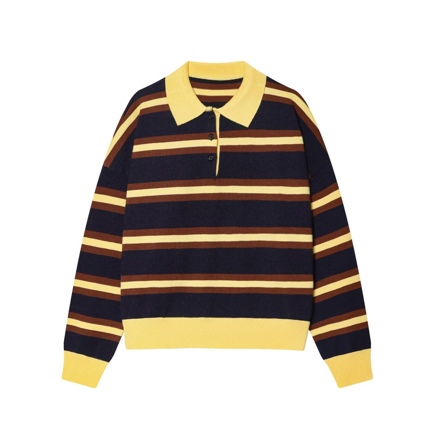 Women's comfortable striped knitted polo shirt