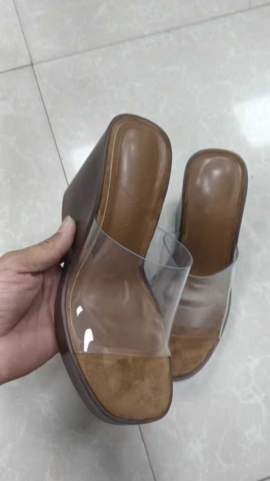 2026 New Transparent Wedge Sandals with Heels - Elegant and Suitable for Outdoor Wear