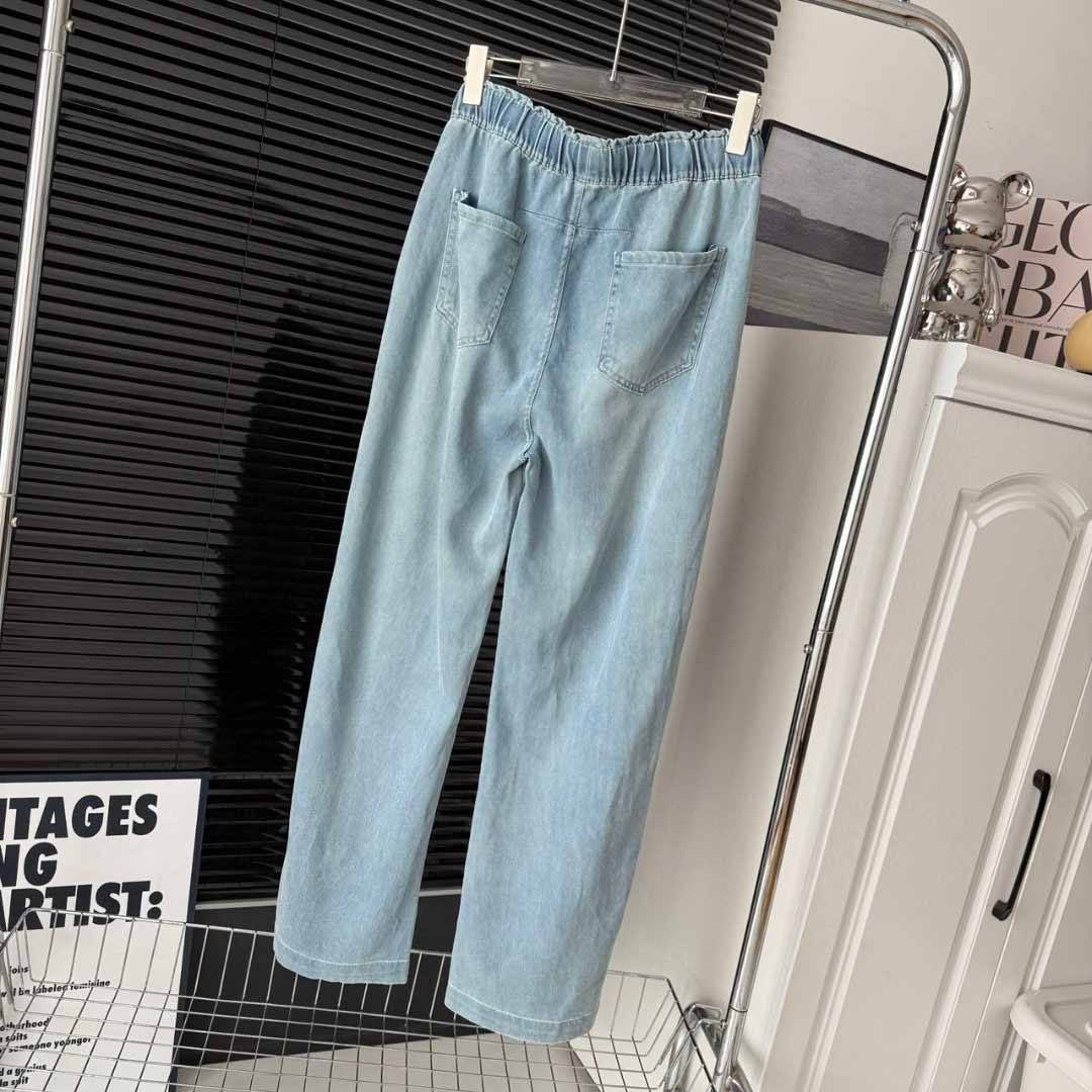 2026 women's new thin denim wide-leg pants loose slim jeans