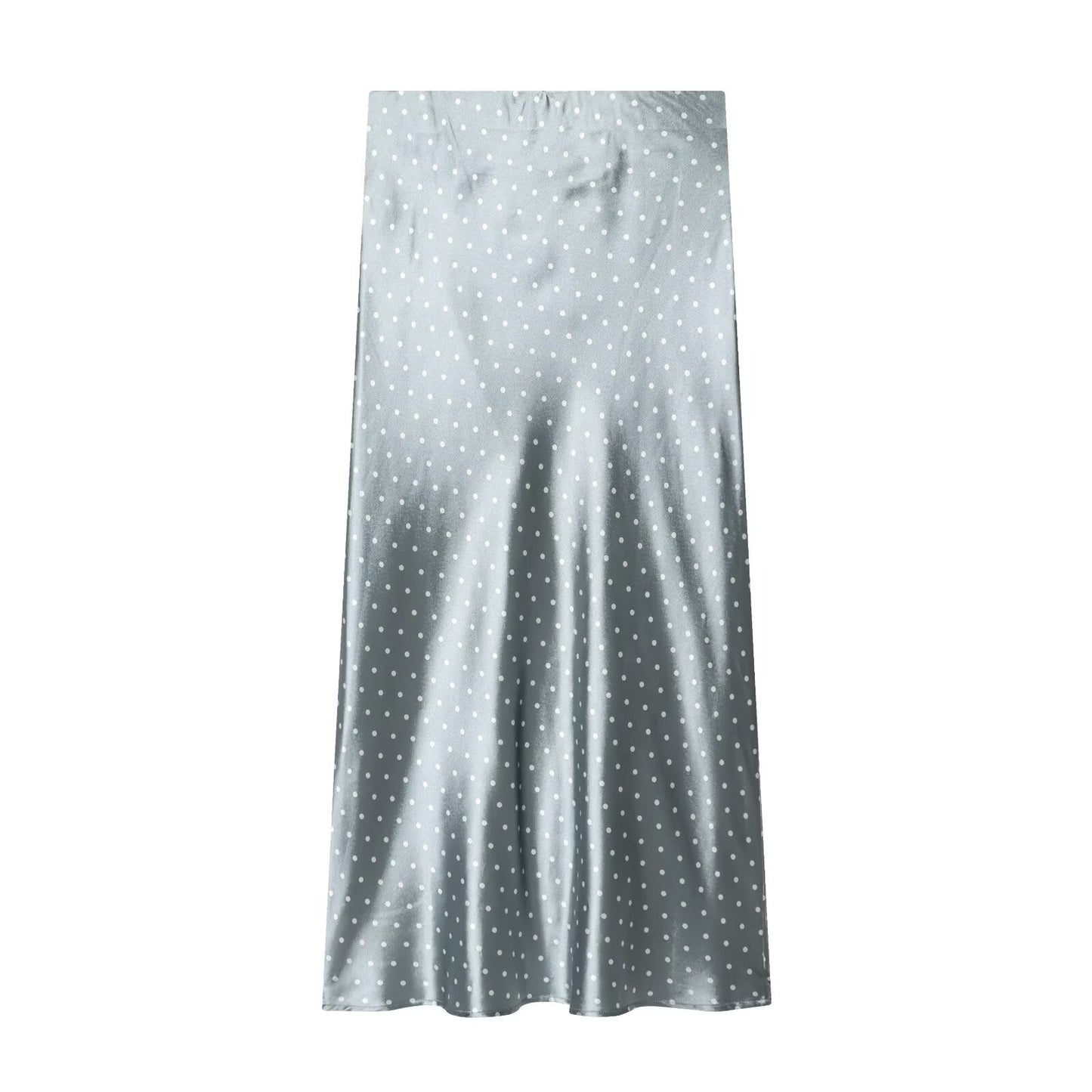Women's polka dot satin texture MIDI skirt