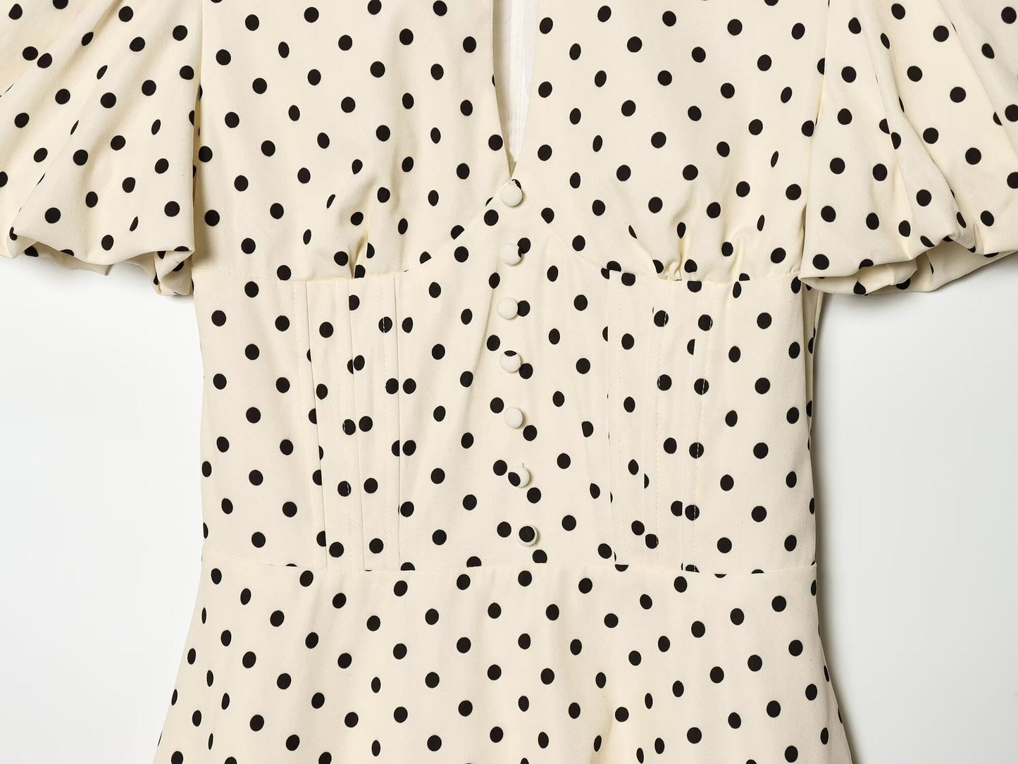 Women's bubble sleeve polka dot dress