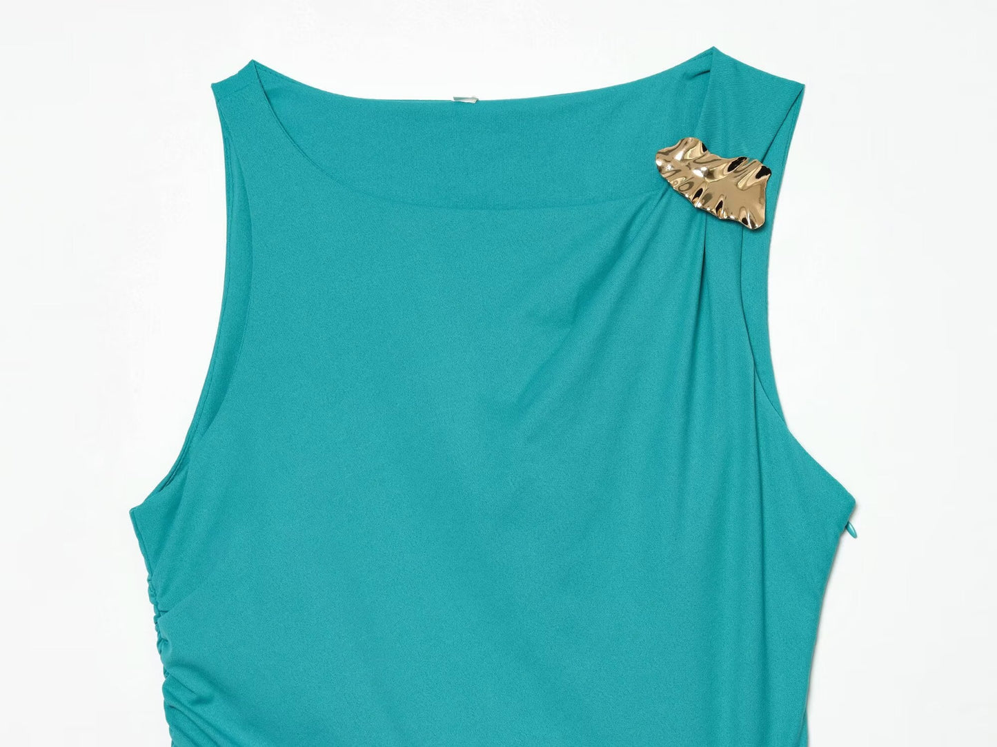 Women's slit design pleated Midi dress