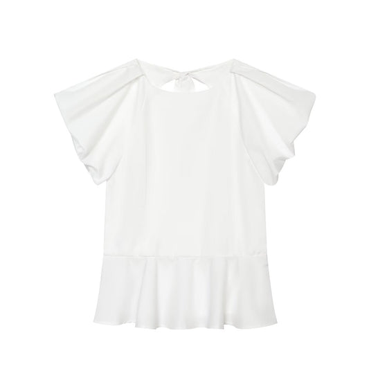 Women's backless bow decoration poplin top