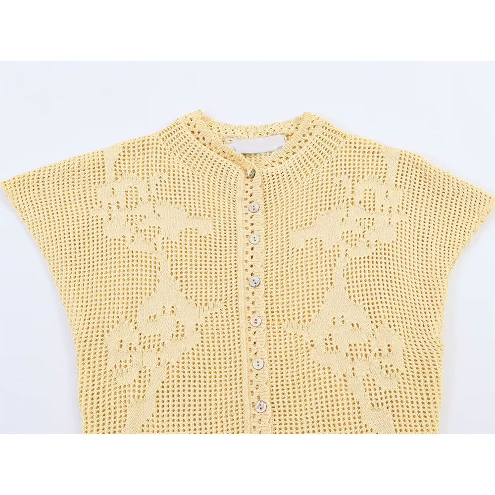 Women's O Neck hollow knitted top
