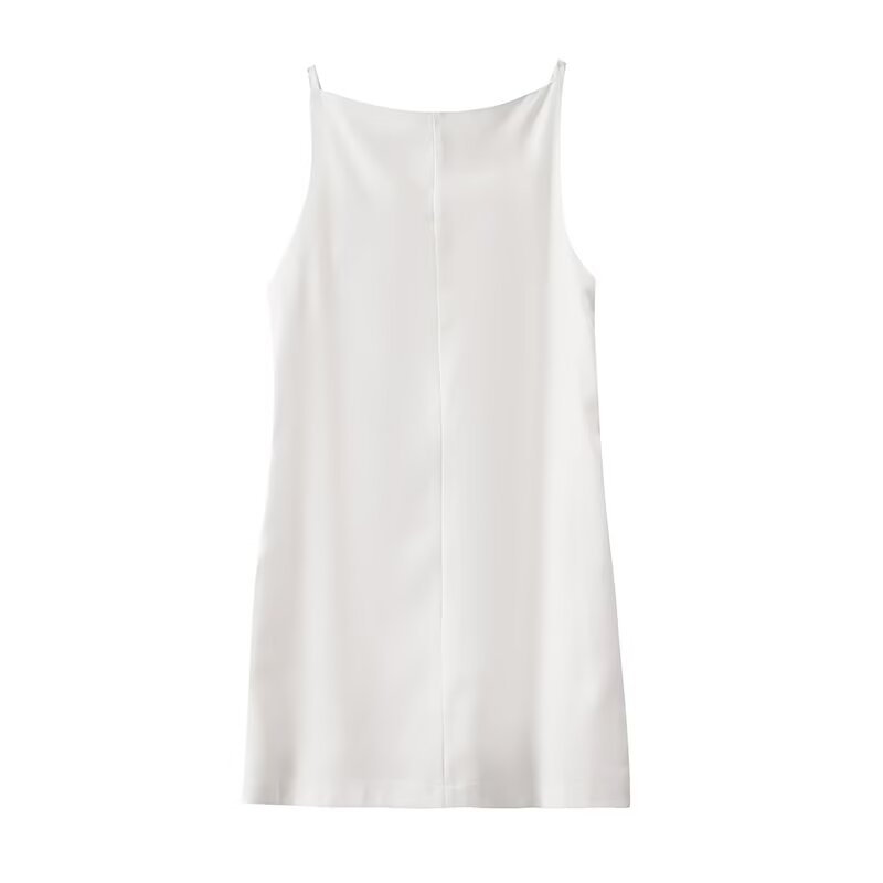 Women's sleeveless linen blend square neck dress