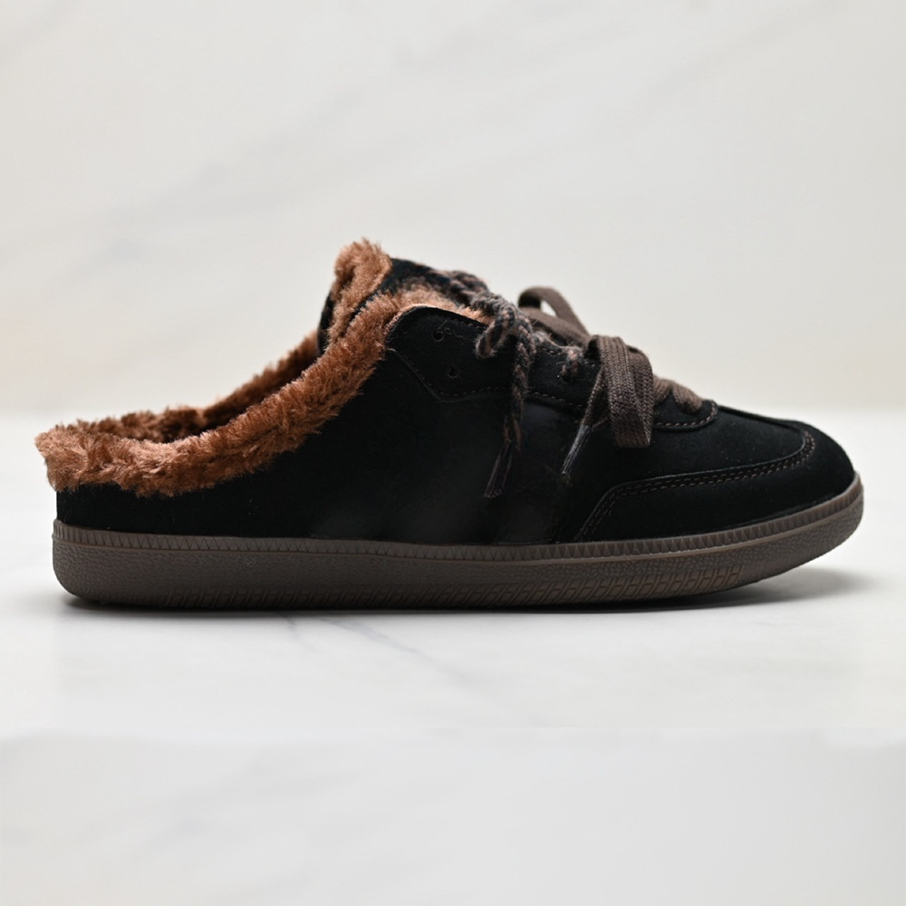 Women's new cashmere warm low-top casual slippers have a shoe box