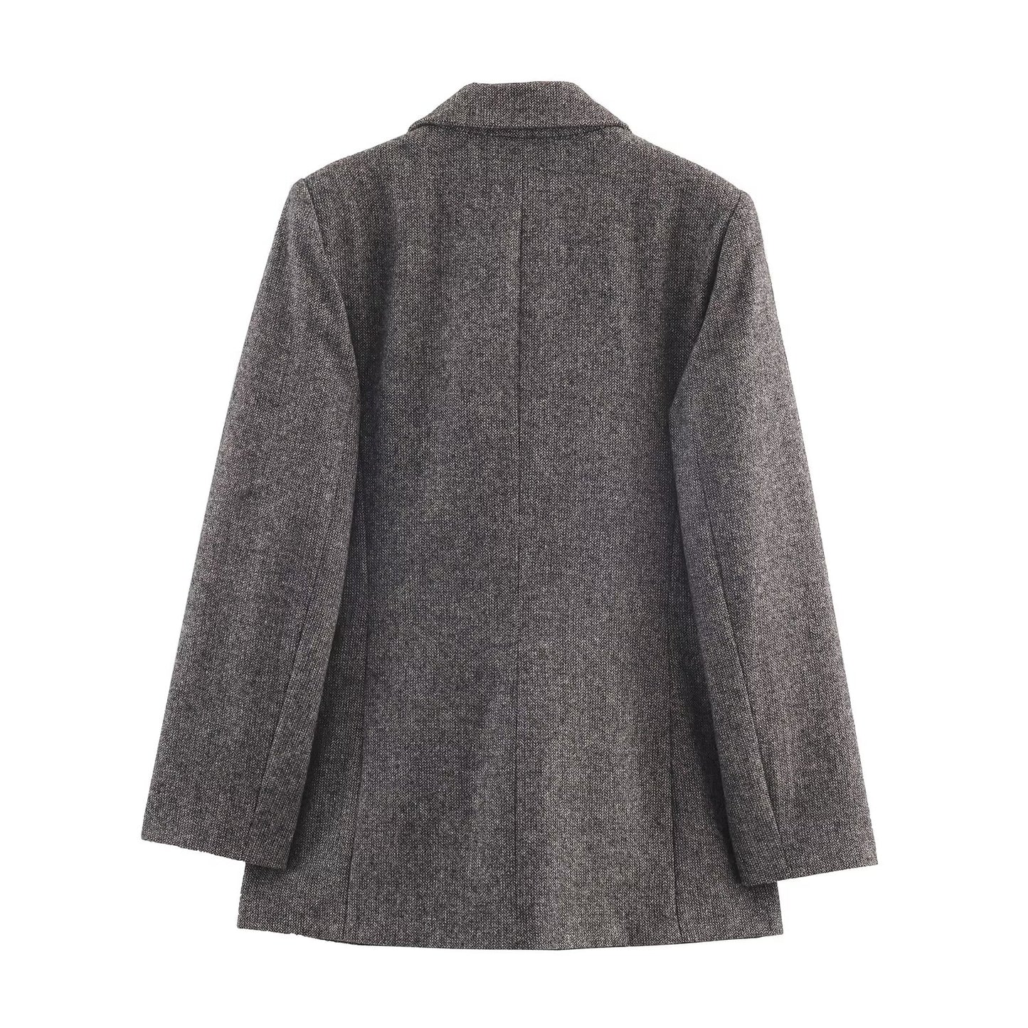 Women's loose herringbone wool blend Blazer Coat