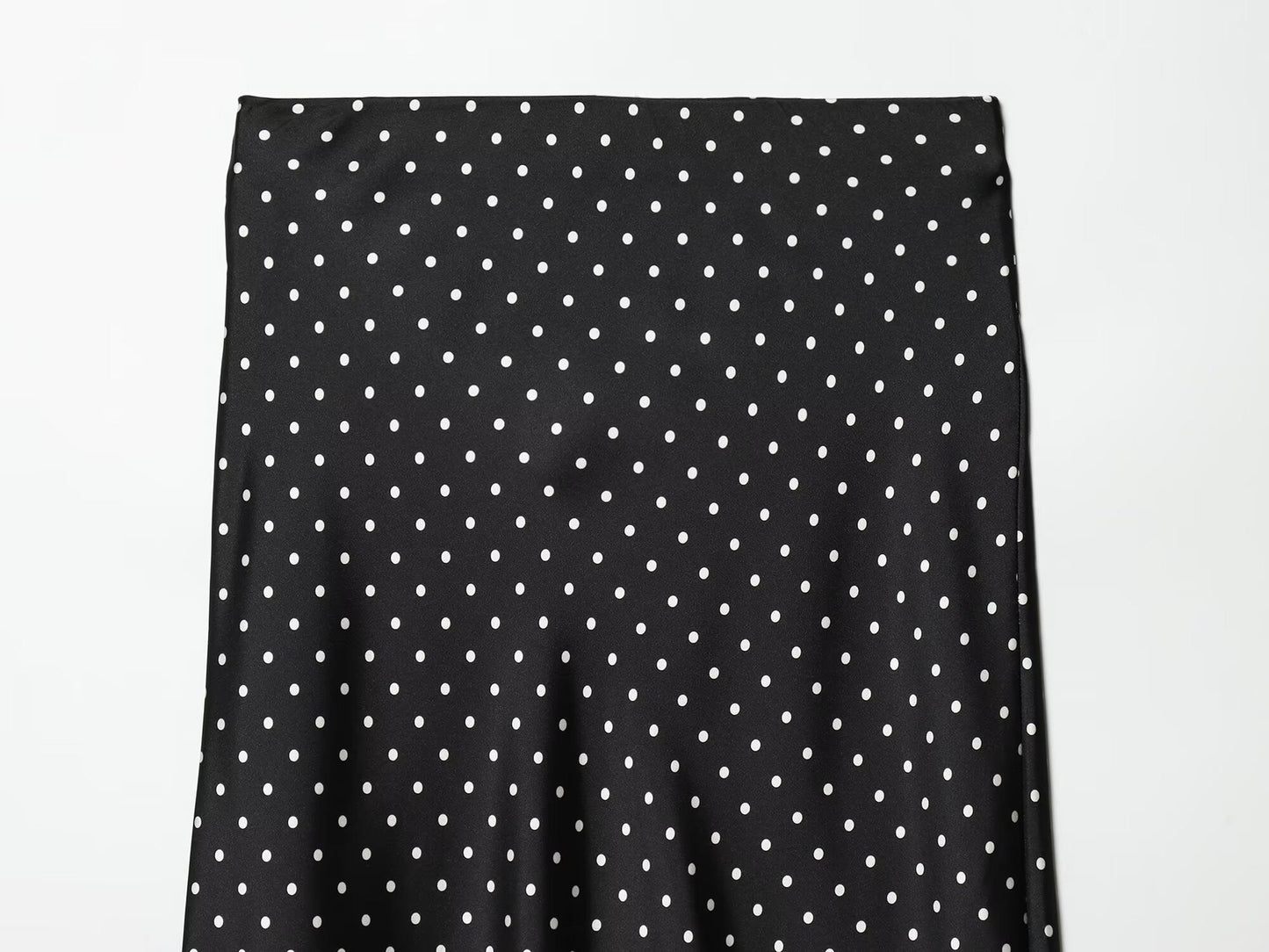 Women's polka dot satin texture MIDI skirt