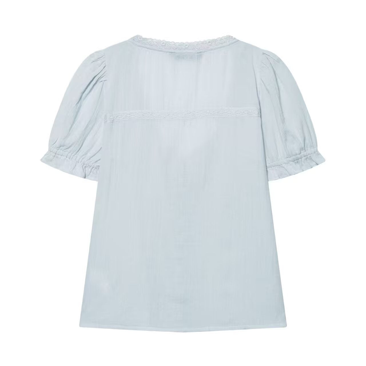 Women's embroidered chiffon lace up shirt