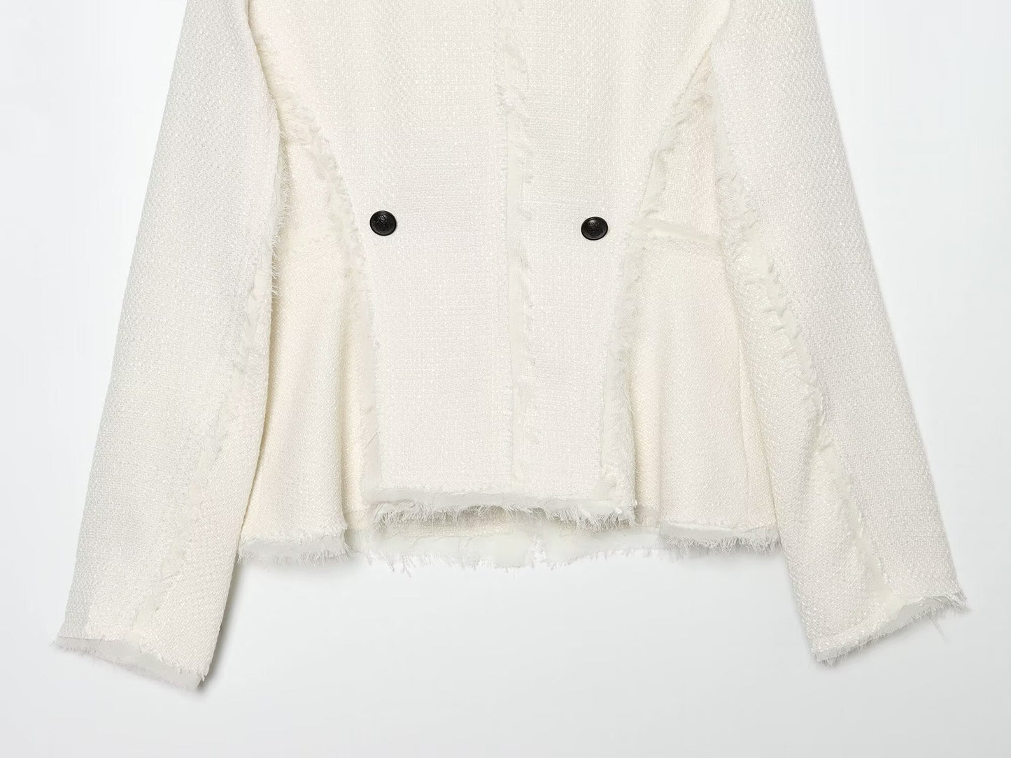 Women's Hairy edge decorative stand collar Blazer Coat