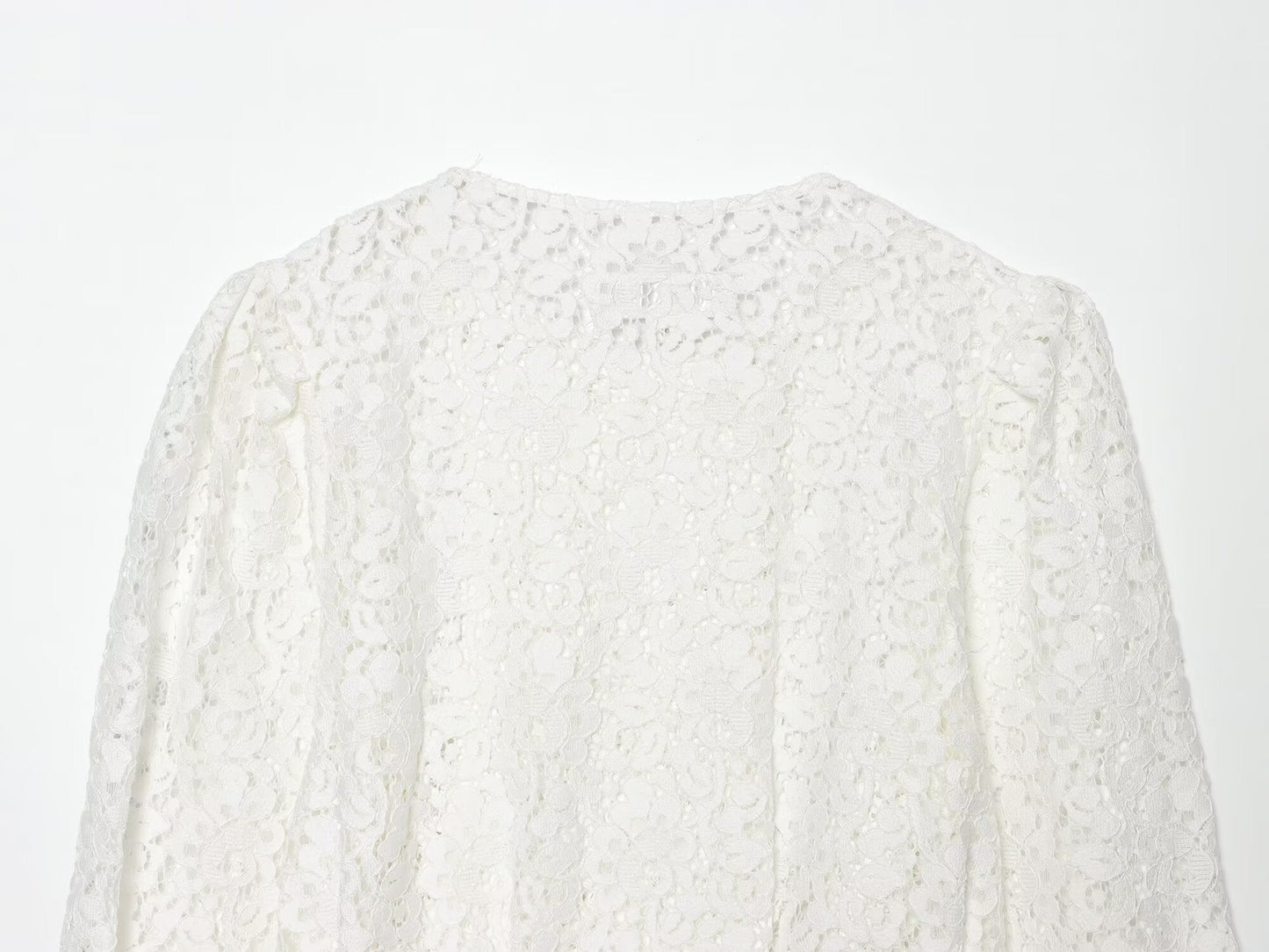 Women's lace O Neck double breasted Coat