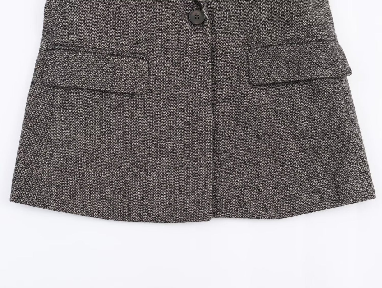 Women's loose herringbone wool blend Blazer Coat