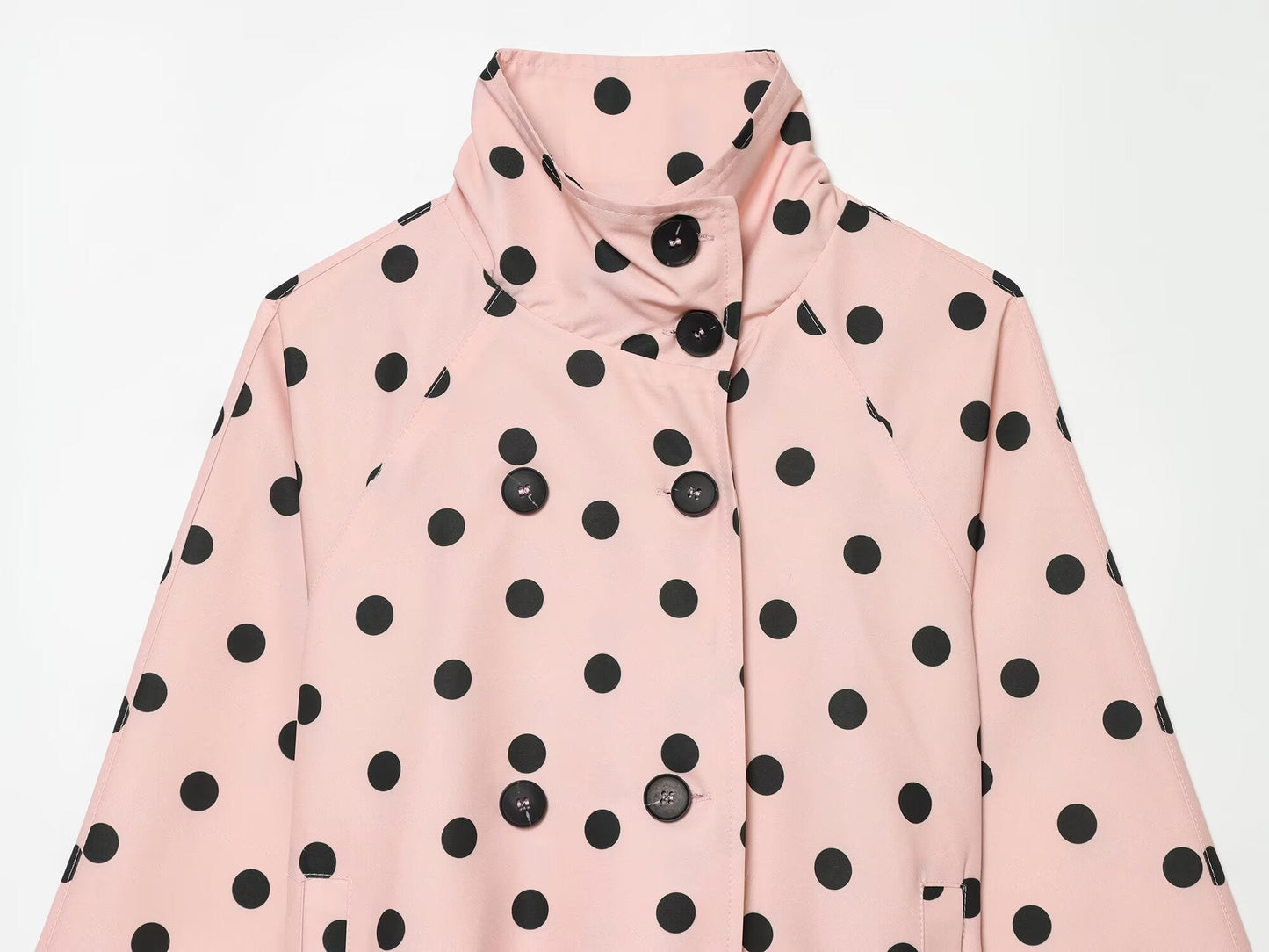 Women's standing collar polka dot windbreaker Coat