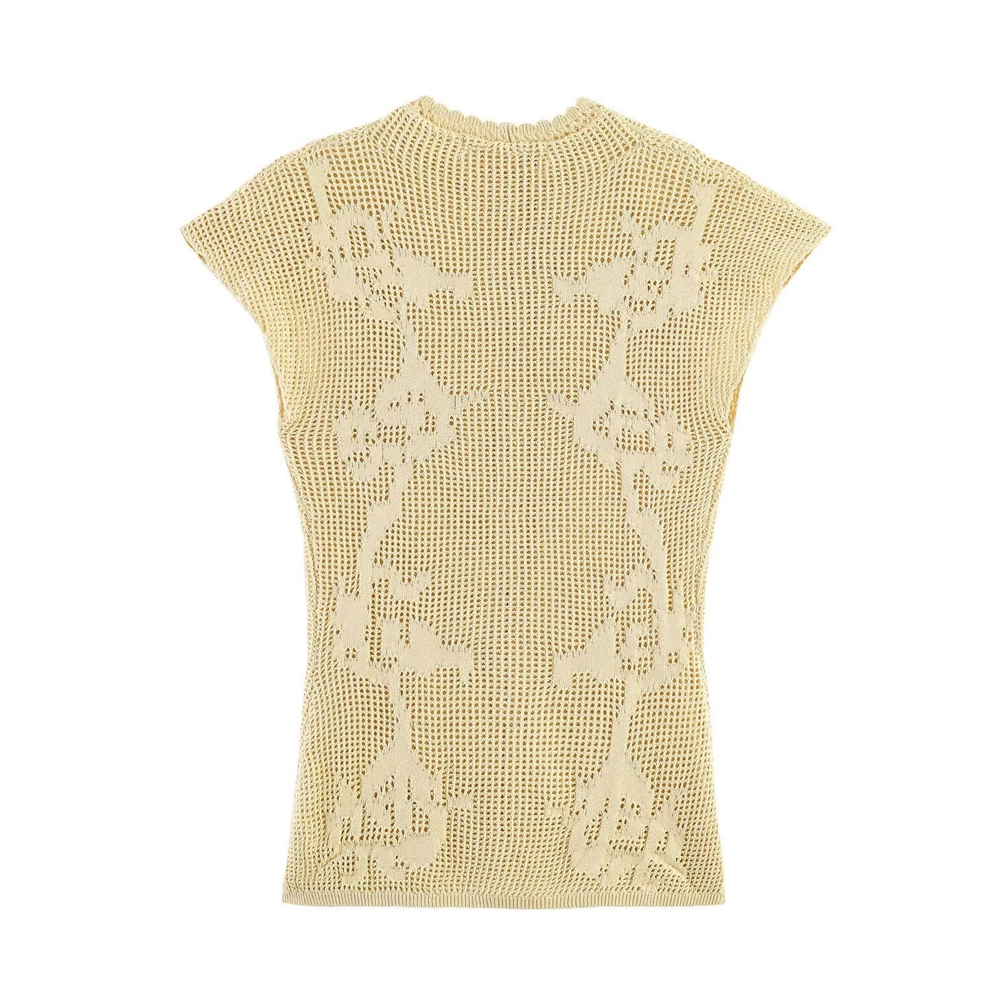 Women's O Neck hollow knitted top
